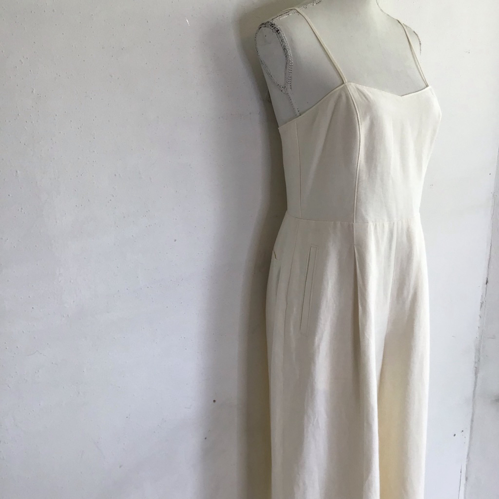 Club Monaco Women Elegant Buttery Cream Yellow Sleeveless Jumpsuit Size 6 - Picture 4 of 16